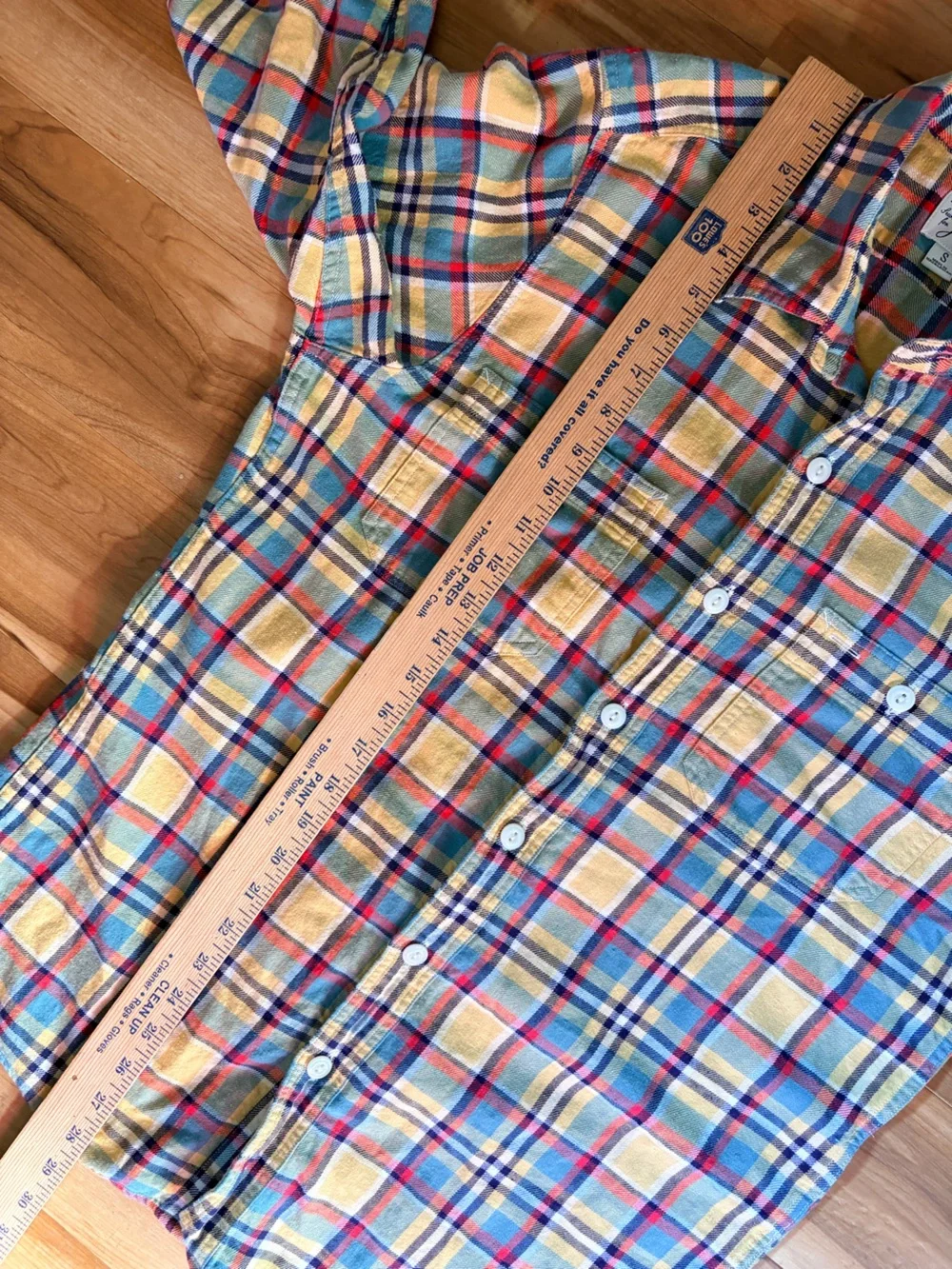 J. Crew Plaid Button-Down Shirt in Yellow, Teal & Red Small